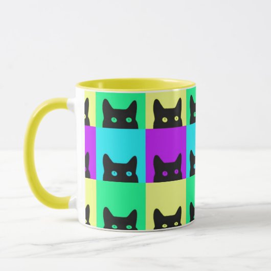 Kitty Cat Colorful Block Mok (Links)