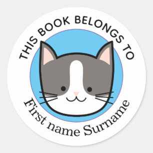 Kitty Cat Dit boek behoort tot gepersonaliseerde Ronde Sticker