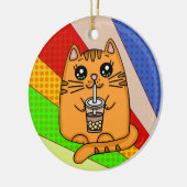 Kitty Cat drink Boba Tea Keramisch Ornament (Links)