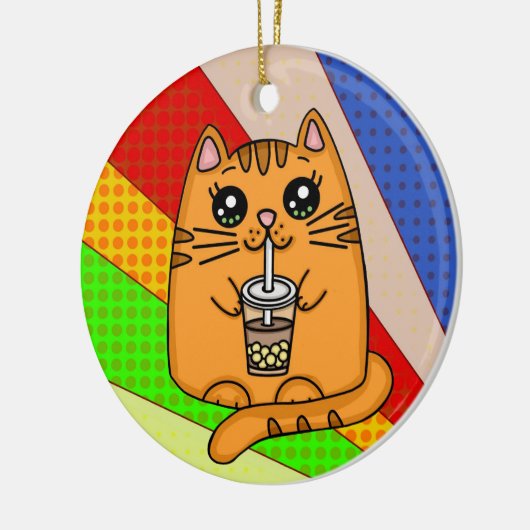 Kitty Cat drink Boba Tea Keramisch Ornament (Links)