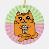 Kitty Cat drink Boba Tea Keramisch Ornament (Voorkant)