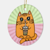 Kitty Cat drink Boba Tea Keramisch Ornament (Links)