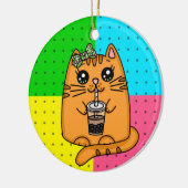 Kitty Cat Drink Boba Tea Keramisch Ornament (Links)