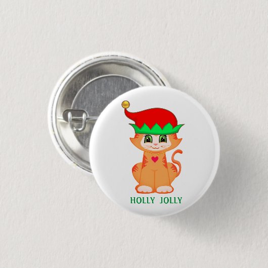 Kitty Cat Elf Kerstmis Ronde Button 3,2 Cm (Voorkant /achterkant)