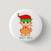Kitty Cat Elf Kerstmis Ronde Button 3,2 Cm (Voorkant)