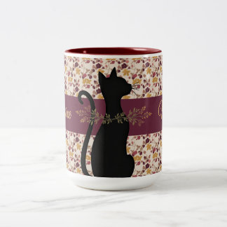 Kitty Cat En Naam Typografie Tweekleurige Koffiemok