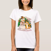 Kitty Cat en Snowman Vrienden voor Winter Lovers T-shirt (Voorkant)