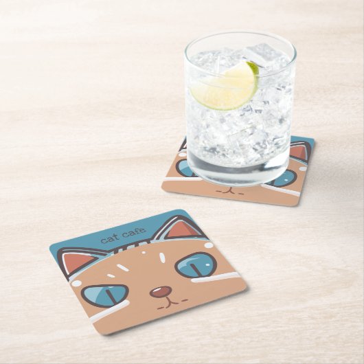 Kitty Cat Faced Kartonnen Onderzetters (Insitu)