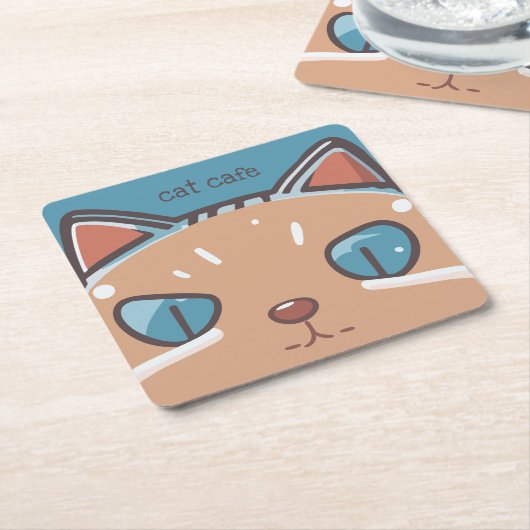 Kitty Cat Faced Kartonnen Onderzetters (Schuin)