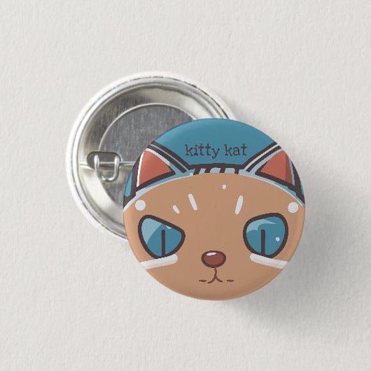 Kitty Cat Faced Ronde Button 3,2 Cm (Voorkant /achterkant)