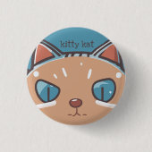 Kitty Cat Faced Ronde Button 3,2 Cm (Voorkant)