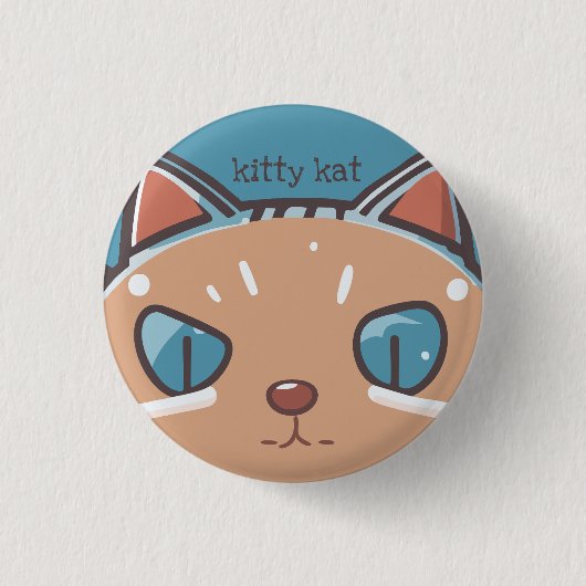 Kitty Cat Faced Ronde Button 3,2 Cm (Voorkant)