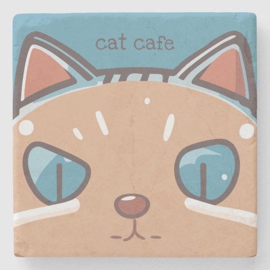 Kitty Cat Faced Stenen Onderzetter (Voorkant)