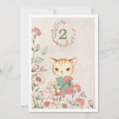 Kitty Cat Floral Girly 2e verjaardag Kaart (Voorkant)