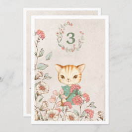 Kitty Cat Floral Girly 3rd Birthday Kaart