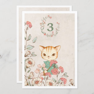 Kitty Cat Floral Girly 3rd Birthday Kaart