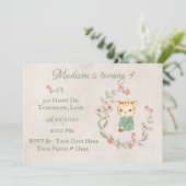 Kitty Cat Floral Girly Kitten Birthday Party Kaart (Staand voorkant)