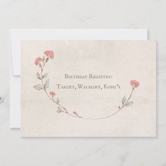 Kitty Cat Floral Girly Kitten Birthday Party Kaart (Achterkant)