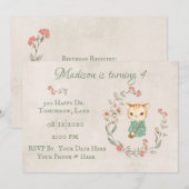 Kitty Cat Floral Girly Kitten Birthday Party Kaart (Voorkant / Achterkant)