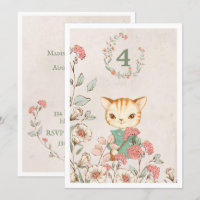 Kitty Cat Floral Girly Kitten vierde verjaardag