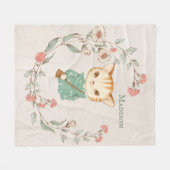 Kitty Cat Floral Persoonlijke naam meisje Fleece Deken (Voorkant (Horizontaal))