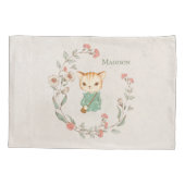 Kitty Cat Floral Persoonlijke naam Meisjes Beddego Kussensloop (Achterkant)