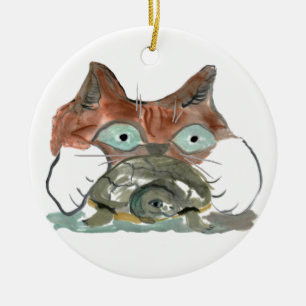 Kitty Cat haalt zijn schildpad uit Keramisch Ornament