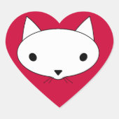 Kitty cat hart stickers - rode achtergrond (Voorkant)