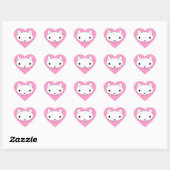 Kitty cat hart stickers - roze achtergrond (Vel)