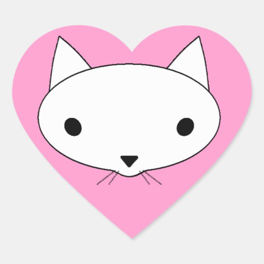 Kitty cat hart stickers - roze achtergrond (Voorkant)