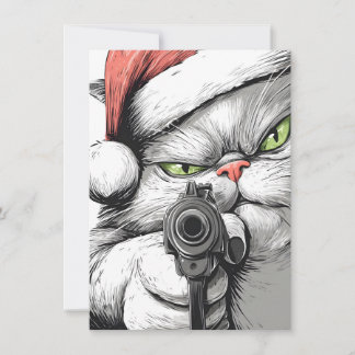 Kitty Cat has a Gun Funny Christmas Cards Feestdagenkaart