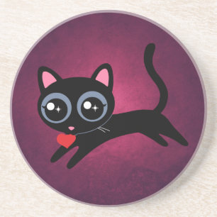 Kitty Cat Heart Thief Cute Gift voor meisje Zandsteen Onderzetter