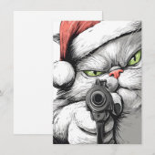 Kitty Cat heeft een pistool Grappige kerstkaarten Feestdagenkaart (Voorkant / Achterkant)