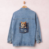 Kitty Cat Inside the Pocket Aangepaste naam Denim Jacket (Hangar)