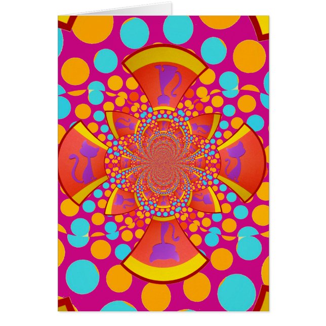 Kitty Cat Kaleidoscope Roze Blauwgroen pokadots (Voorkant)