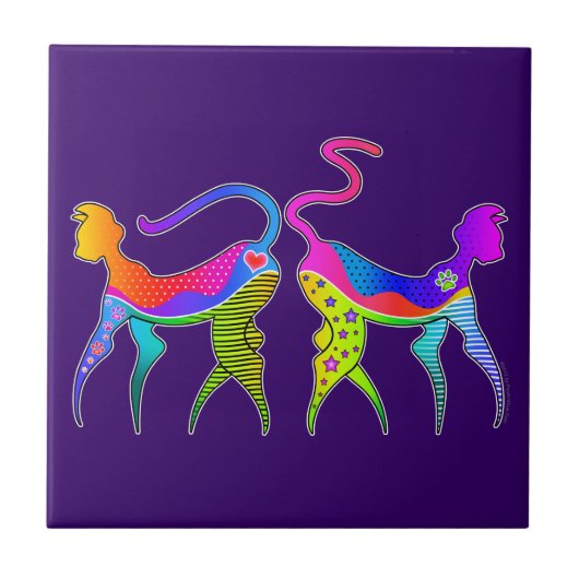 KITTY CAT KATZ CERAMIC TILE, ONDERZETTER or TRIVET Tegeltje (Voorkant)