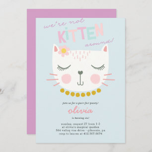 Kitty Cat Kids Birthday Uitnodiging