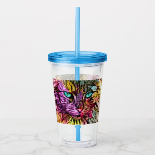 Kitty Cat Kitten Artsy Design Acryl Drinkbeker (Voorkant)