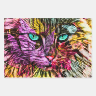 Kitty Cat Kitten Artsy Design Inpakpapier Vel