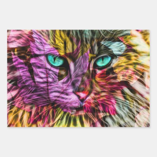 Kitty Cat Kitten Artsy Design Inpakpapier Vel (Voorkant)