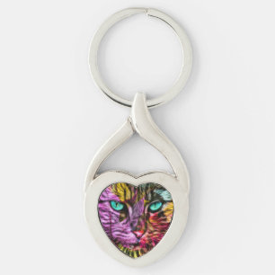 Kitty Cat Kitten Artsy Design Sleutelhanger