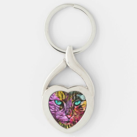 Kitty Cat Kitten Artsy Design Sleutelhanger (Voorkant)