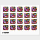 Kitty Cat Kitten Artsy Design Vierkante Sticker (Vel)
