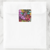 Kitty Cat Kitten Artsy Design Vierkante Sticker (Tas)