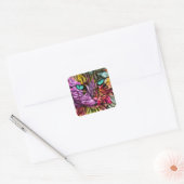Kitty Cat Kitten Artsy Design Vierkante Sticker (Envelop)