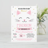 Kitty Cat Kitten Birthday Uitnodigingen voor meisj (Staand voorkant)
