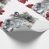 KITTY CAT/KITTEN MET RED ROSES Black White Cadeaupapier (Hoek)