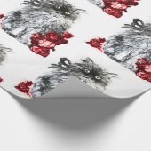 KITTY CAT/KITTEN MET RED ROSES Black White Cadeaupapier (Hoek)