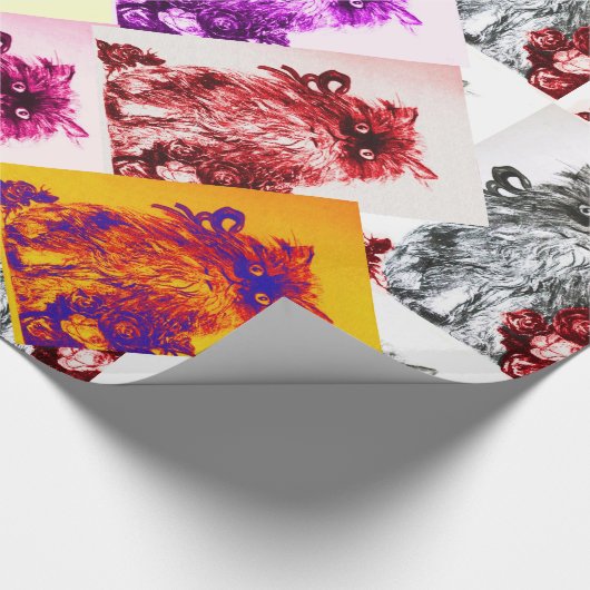 KITTY CAT/KITTEN MET RODE ROSEN CADEAUPAPIER (Hoek)