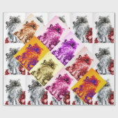 KITTY CAT/KITTEN MET RODE ROSEN CADEAUPAPIER (Vlak)